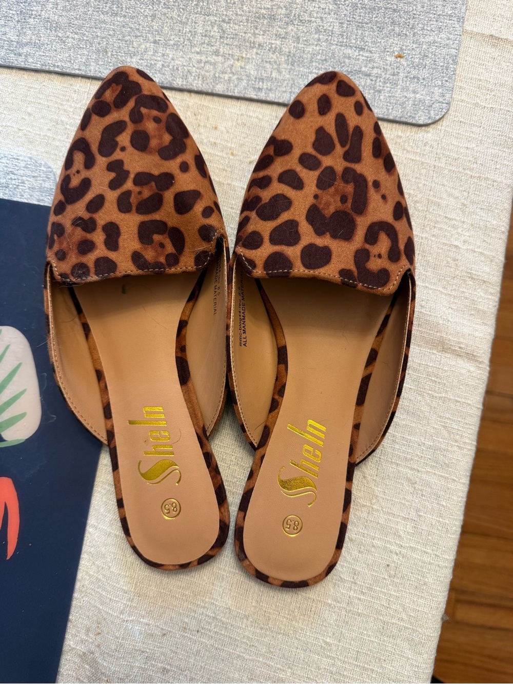SHEIN Leopard Print Pointed Toe Slip-On Mules - Brown/Black